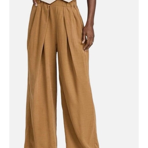 Free People Nothin to Say Pleated Pant Womens Small Gold Brown Wide  Lagenlook - Picture 2 of 16